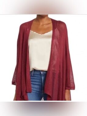 Vince Camuto Open-Front Poncho Cardigan - Wine Red